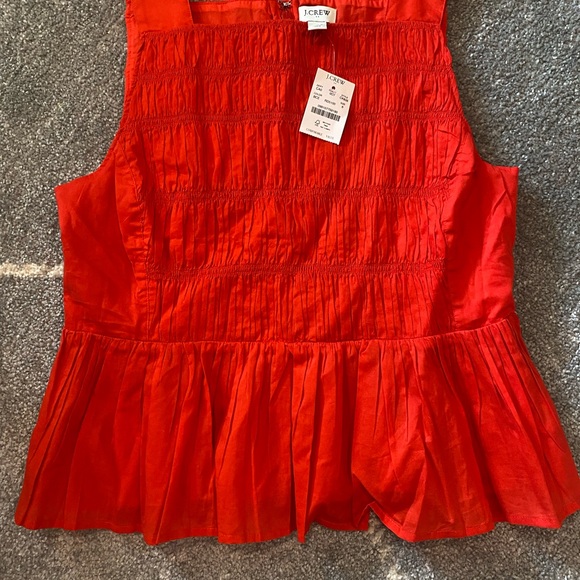 J.Crew Bright Red Pleated Blouse - Picture 1 of 4